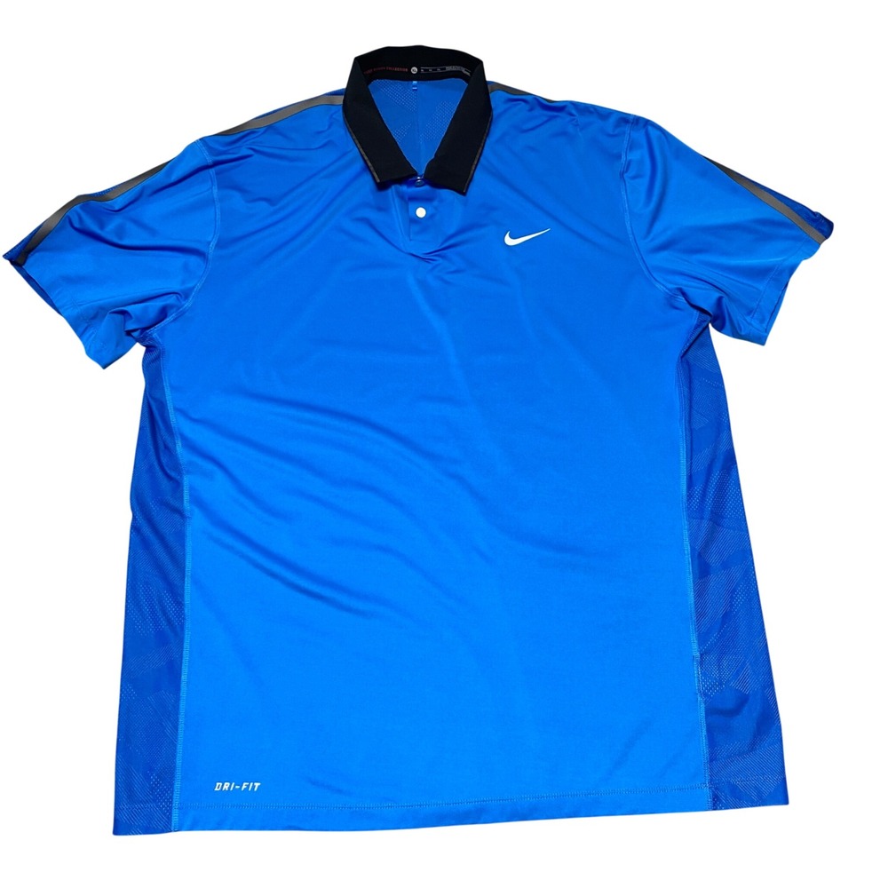Nike Tiger Woods TPC Sawgrass Dri-FIT Golf Polo Shirt Blue Mens‎ XL 685857-406